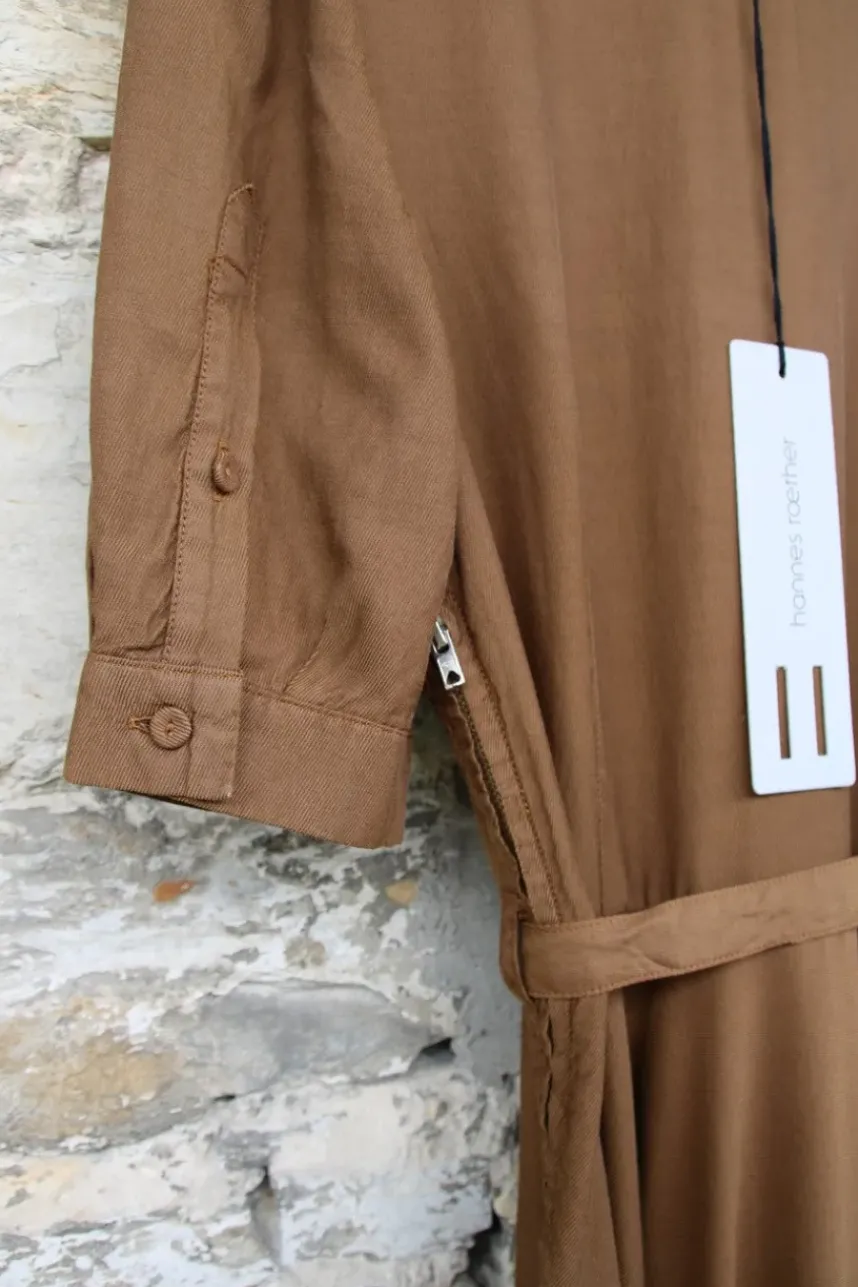 hannes roether Maxi-Kleid 210840 KONFEKT in camel - Cupro & Baumwolle