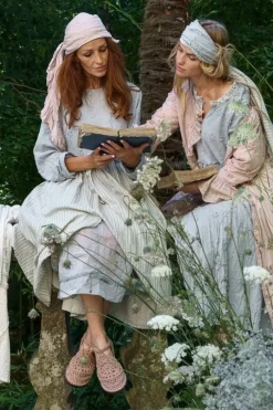 Les Ours Ballerinas/Sandalen in altrose - Häkel aus reiner Baumwolle