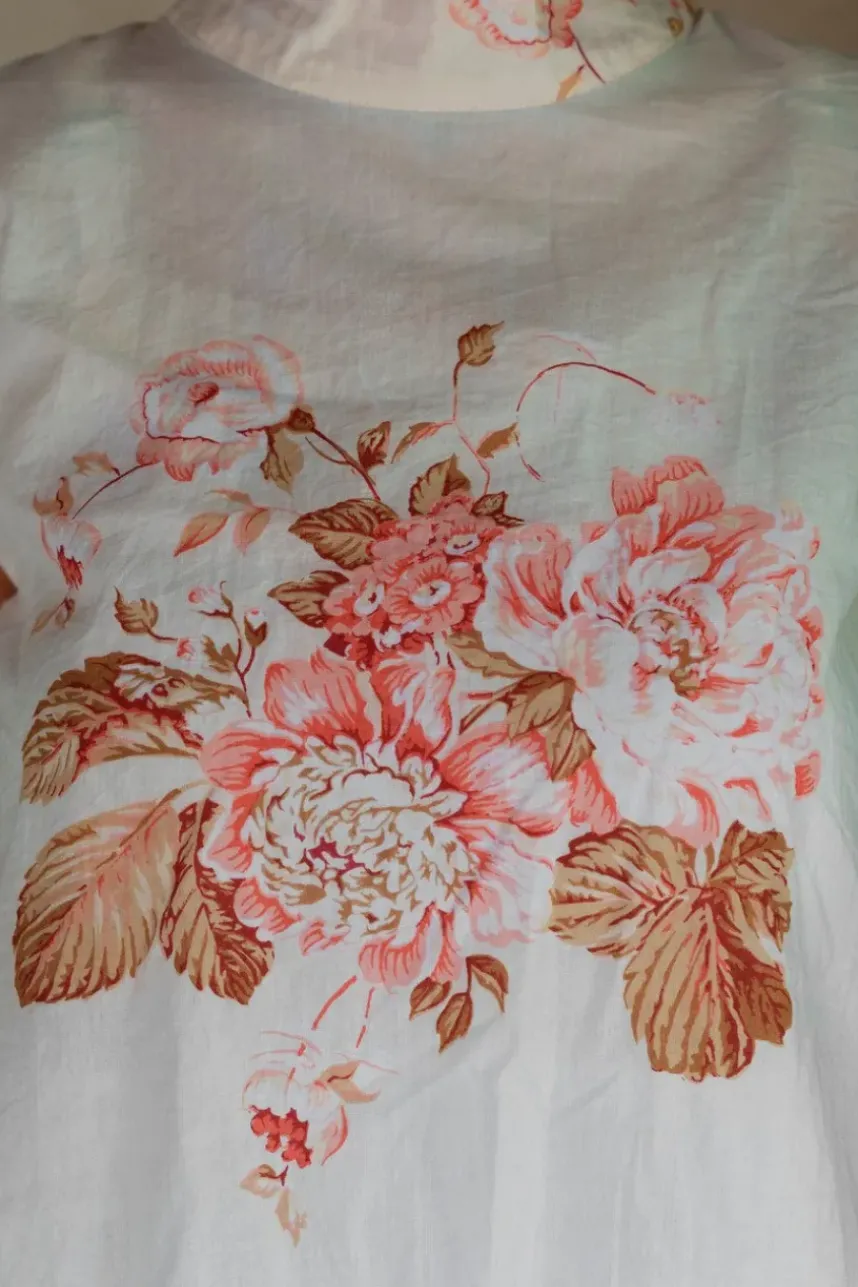 Les Ours Bloomers/Hose ROBERT in weiss mit Flowerprint - zarter Baumwoll-Voile