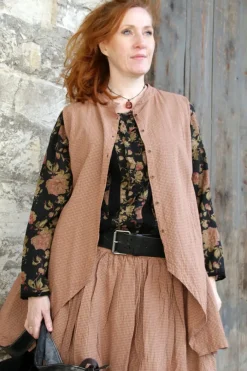 Les Ours Bluse ANETH in vintage schwarz mit Flowerprint - wollige Baumwolle