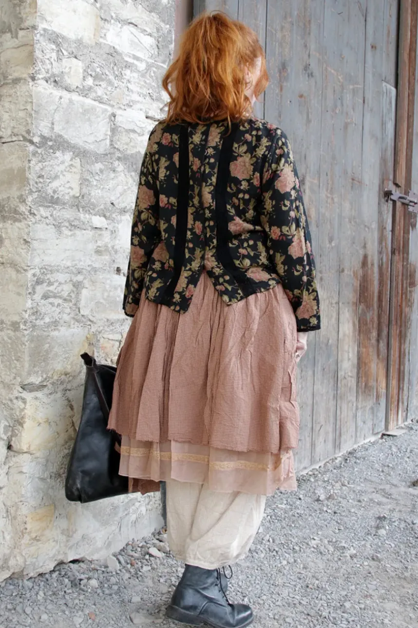 Les Ours Bluse ANETH in vintage schwarz mit Flowerprint - wollige Baumwolle