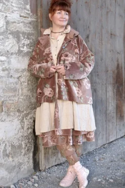 Les Ours Hemd LAVANDE mit Hahnentriffmuster in creme-caramel - softe Damast-Baumwolle