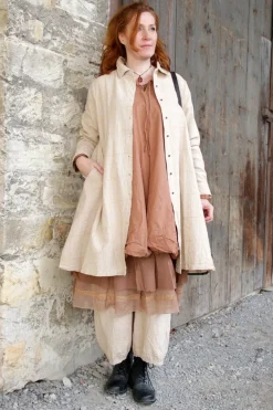 Les Ours Hose GUS mit Hahnentrittmuster in creme-caramel - softe Damast-Baumwolle