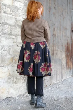 Les Ours Jacke BEGONIA mit Hahnentrittmuster in schokobraun-caramel - softer Tweed