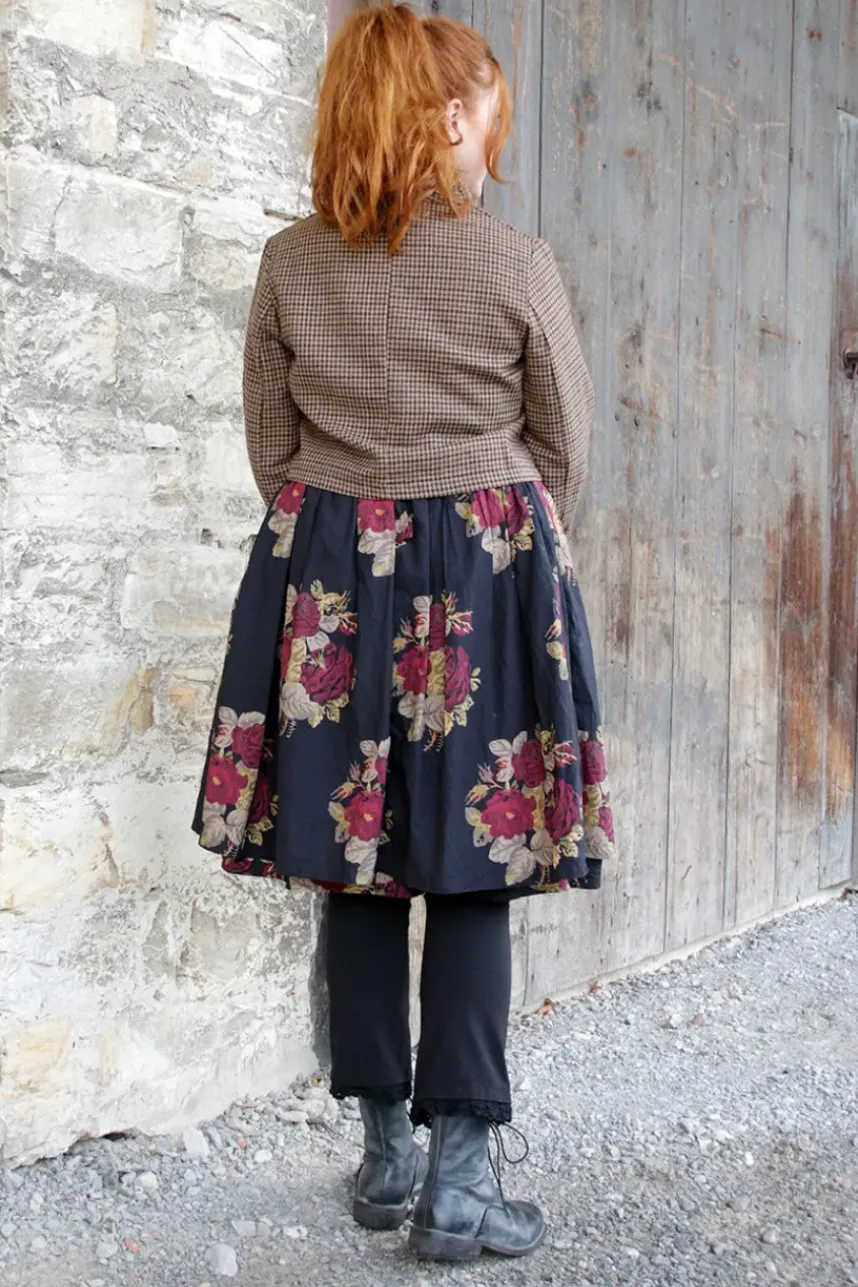 Les Ours Jacke BEGONIA mit Hahnentrittmuster in schokobraun-caramel - softer Tweed