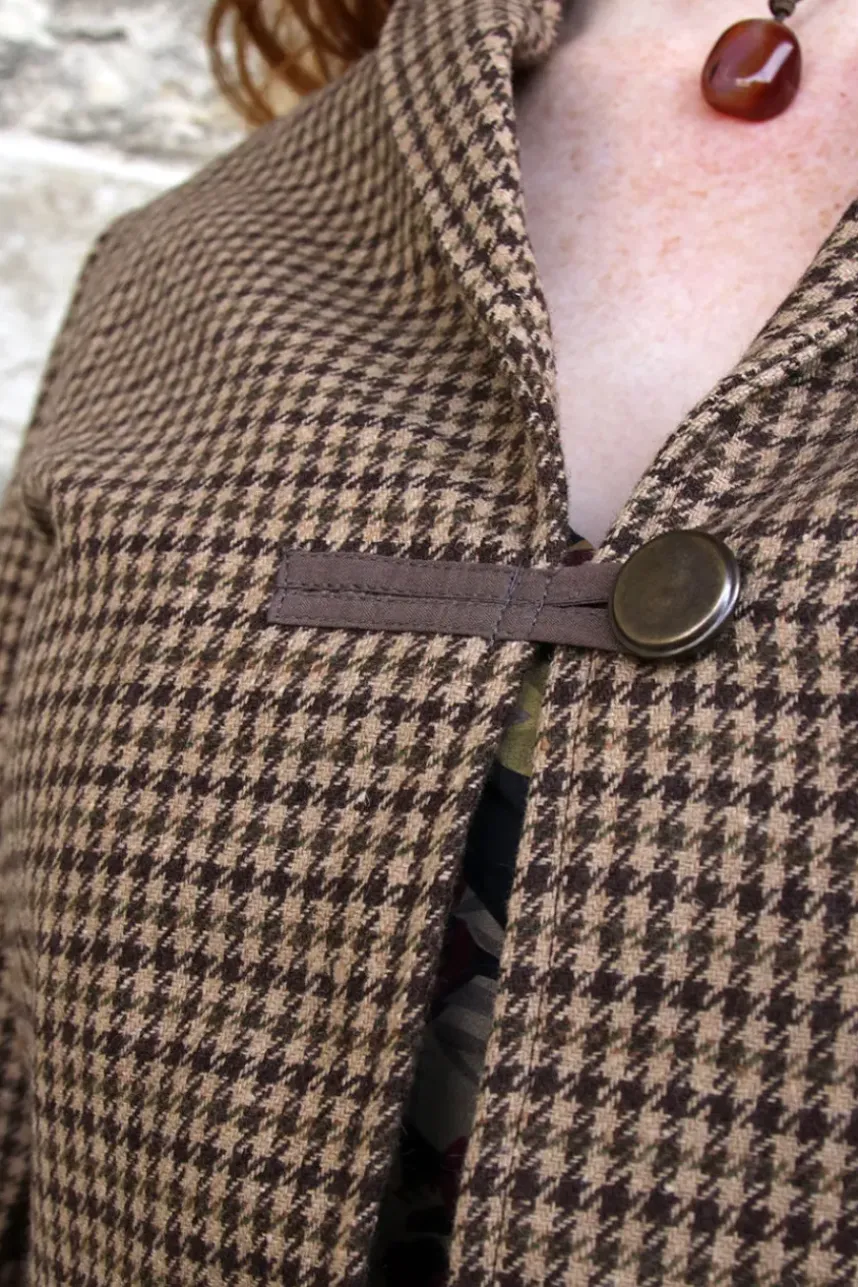 Les Ours Jacke BEGONIA mit Hahnentrittmuster in schokobraun-caramel - softer Tweed