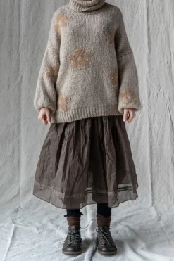 Les Ours Pullover PULL im zarten altrose mit Blumenmuster - supersofte Mischwolle