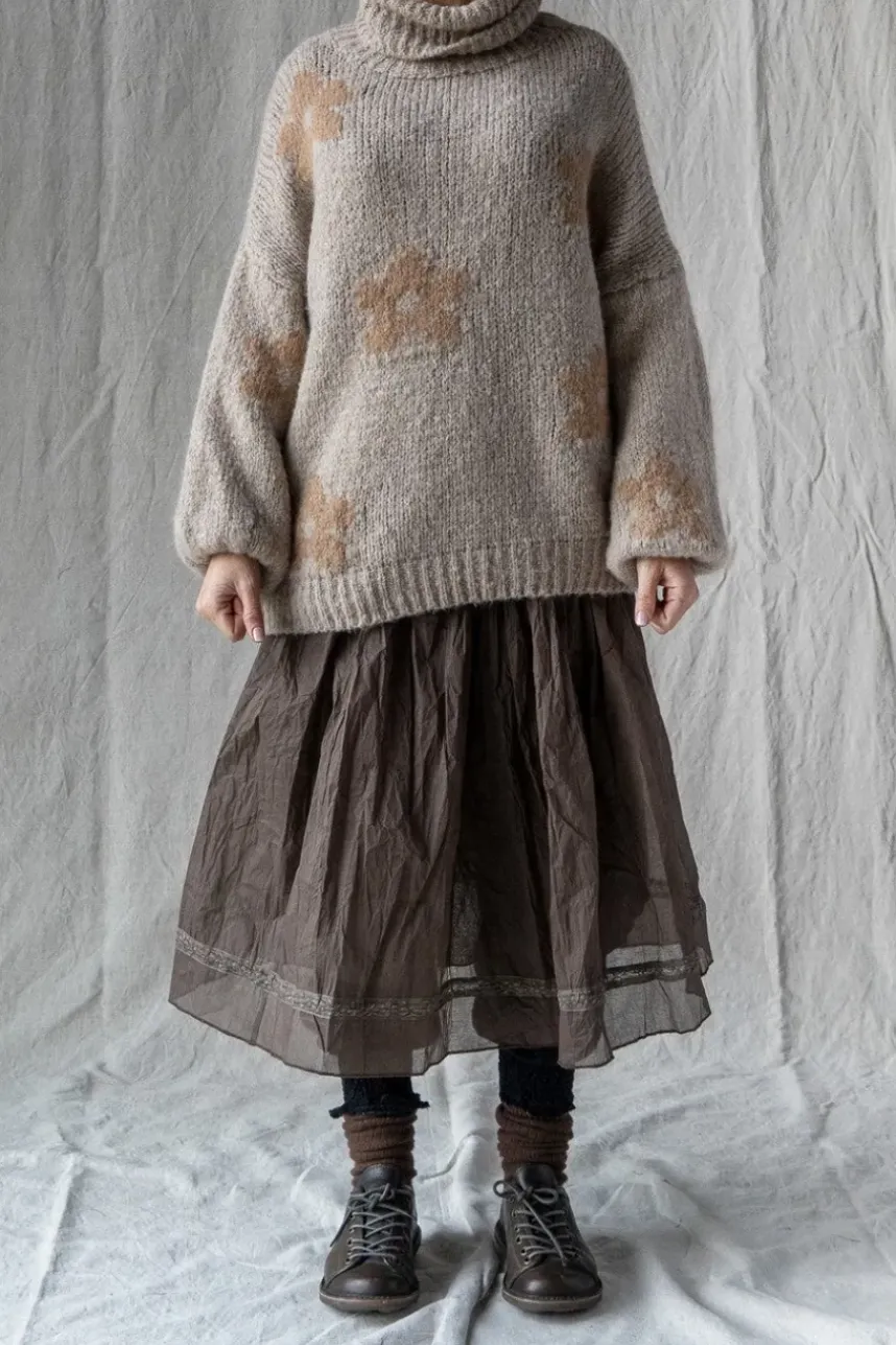 Les Ours Pullover PULL im zarten altrose mit Blumenmuster - supersofte Mischwolle