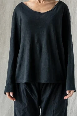 Les Ours Shirt NOE in vintage schwarz (noir) - supersoftes Leinen